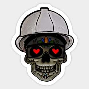 Hard Hat Heart Eyes Skull Sticker